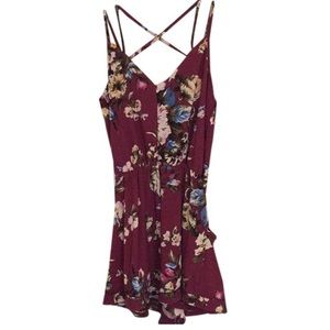 Floral Burgundy Romper